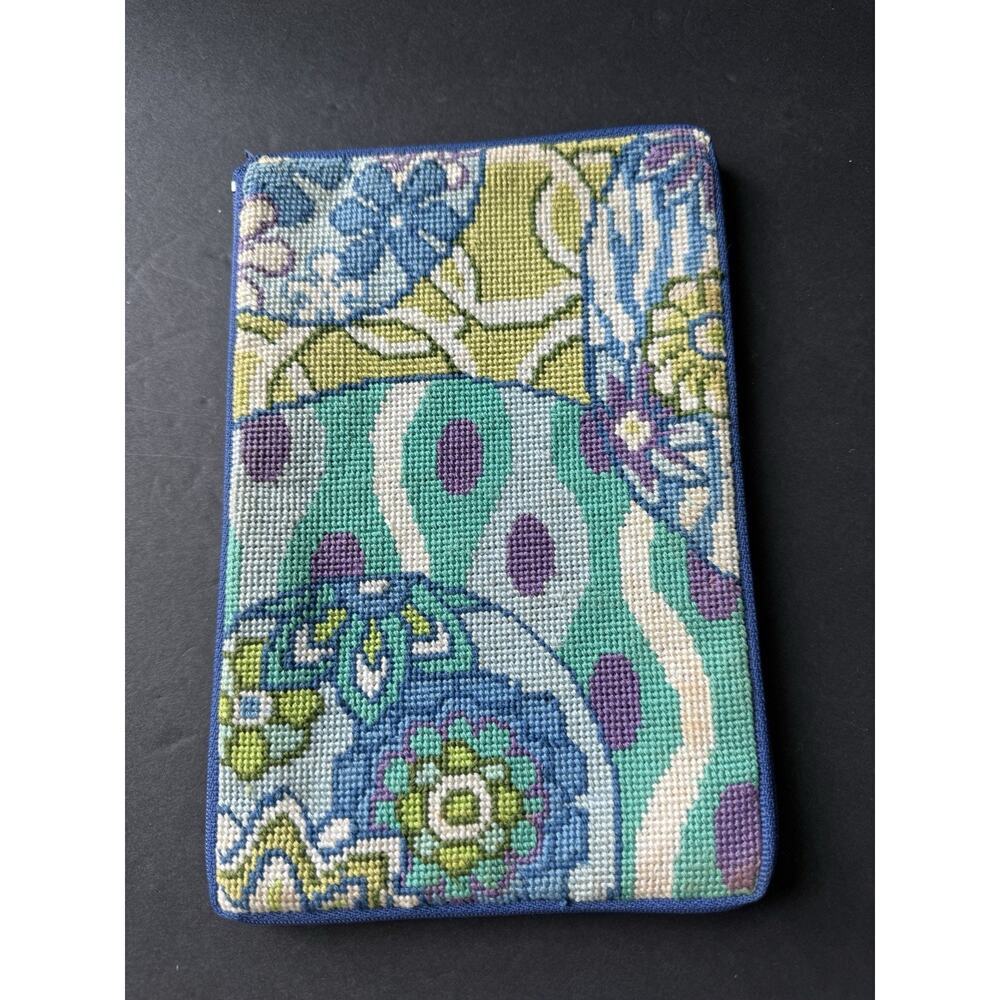 Handcrafted Needlepoint Case Journal Kindle Book Floral Artisan Cottagecore